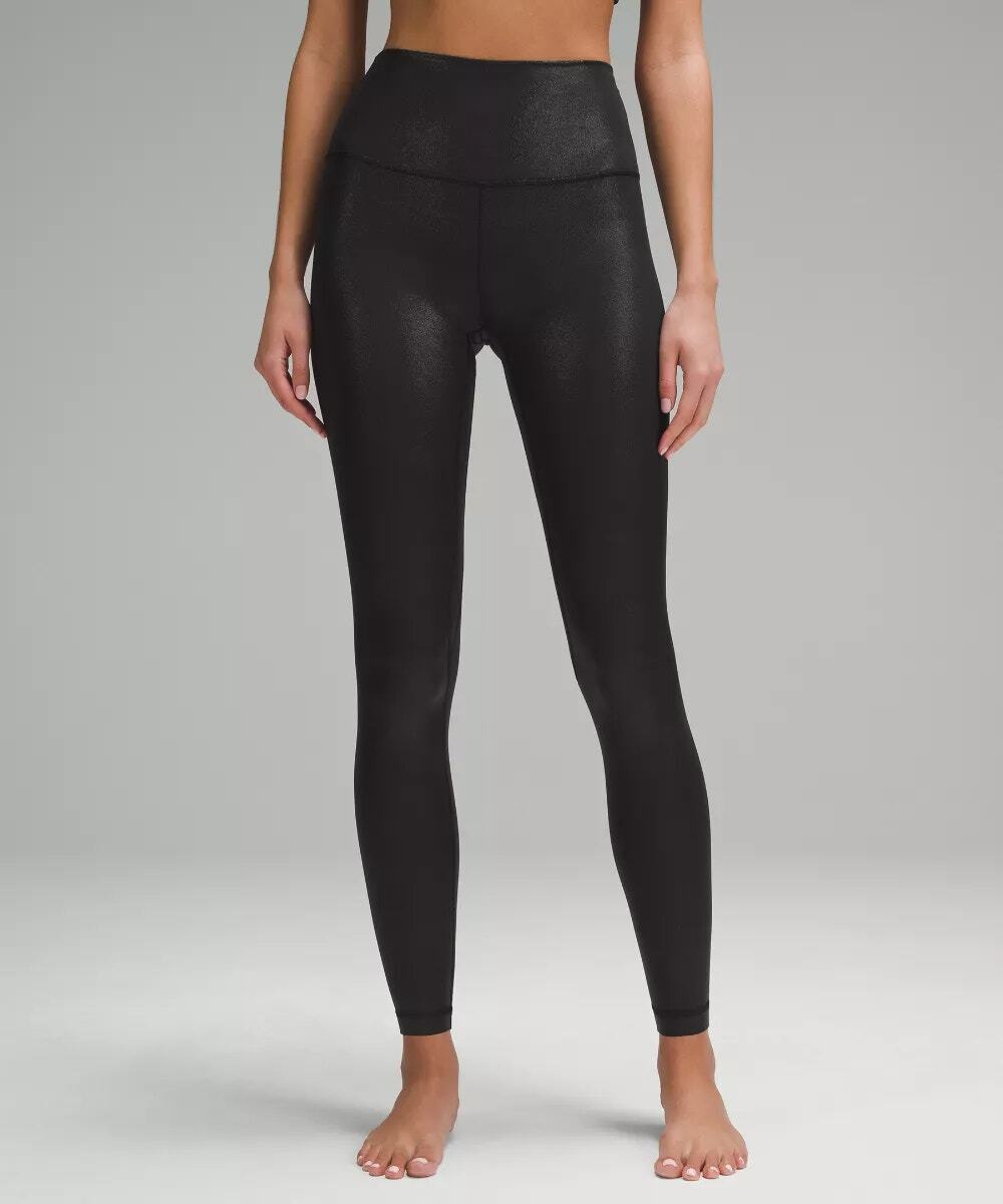 Lululemon Align High Rise Rib Shine Pants Black Shimmer Nulu Size 6 Pilates Yoga